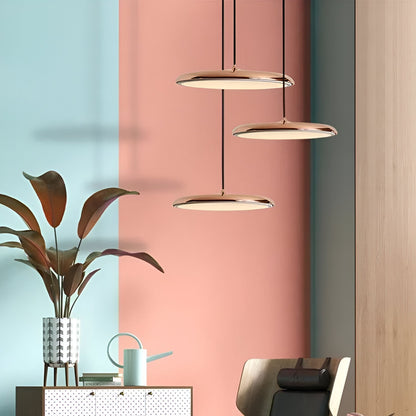 LED Disc Ceiling Fixture 10 in Rose Gold 4000K Adjustable Height for Kitchen Dining Room Bedroom Modern Floating Lamp Neutral White
