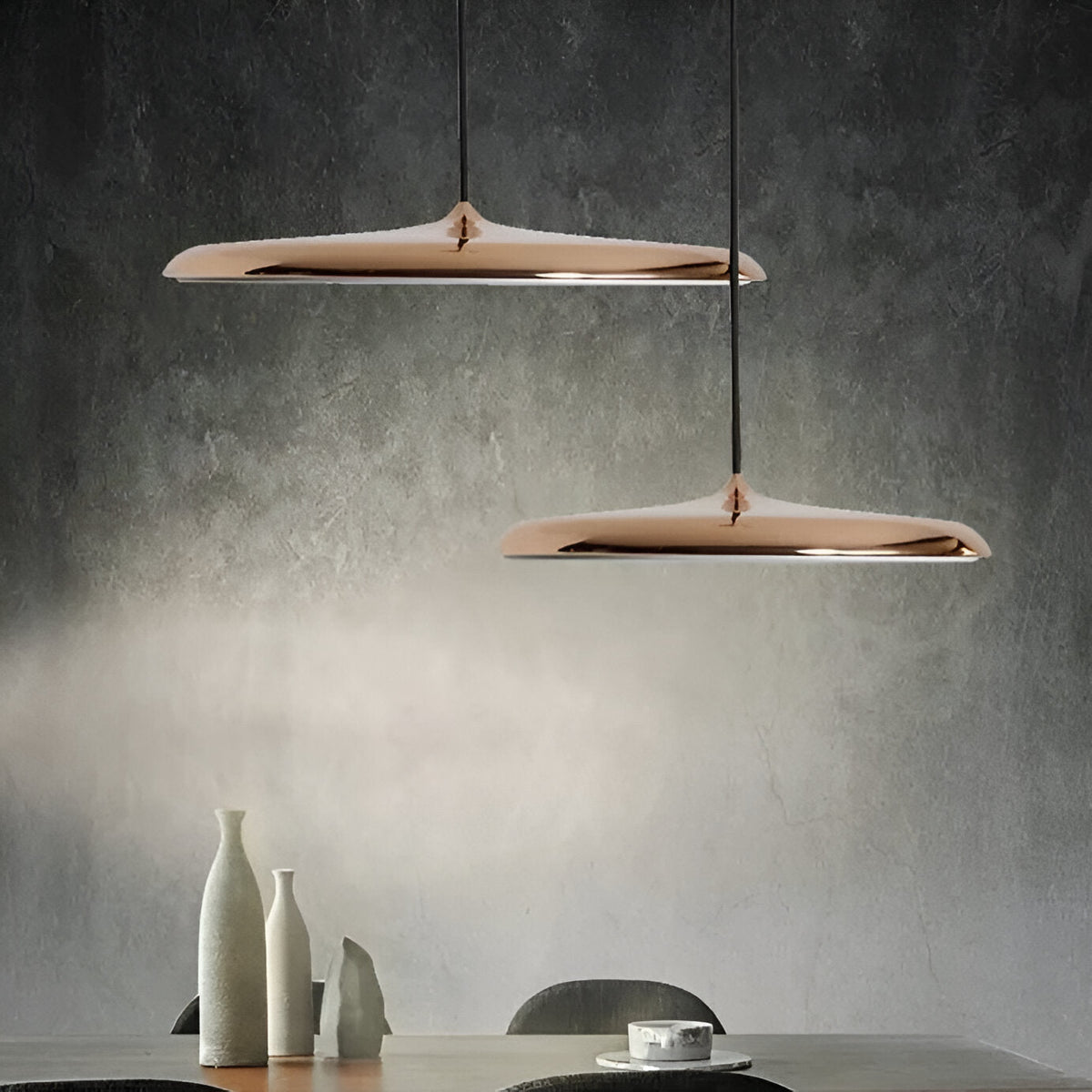 LED Disc Ceiling Fixture 10 in Rose Gold 4000K Adjustable Height for Kitchen Dining Room Bedroom Modern Floating Lamp Neutral White