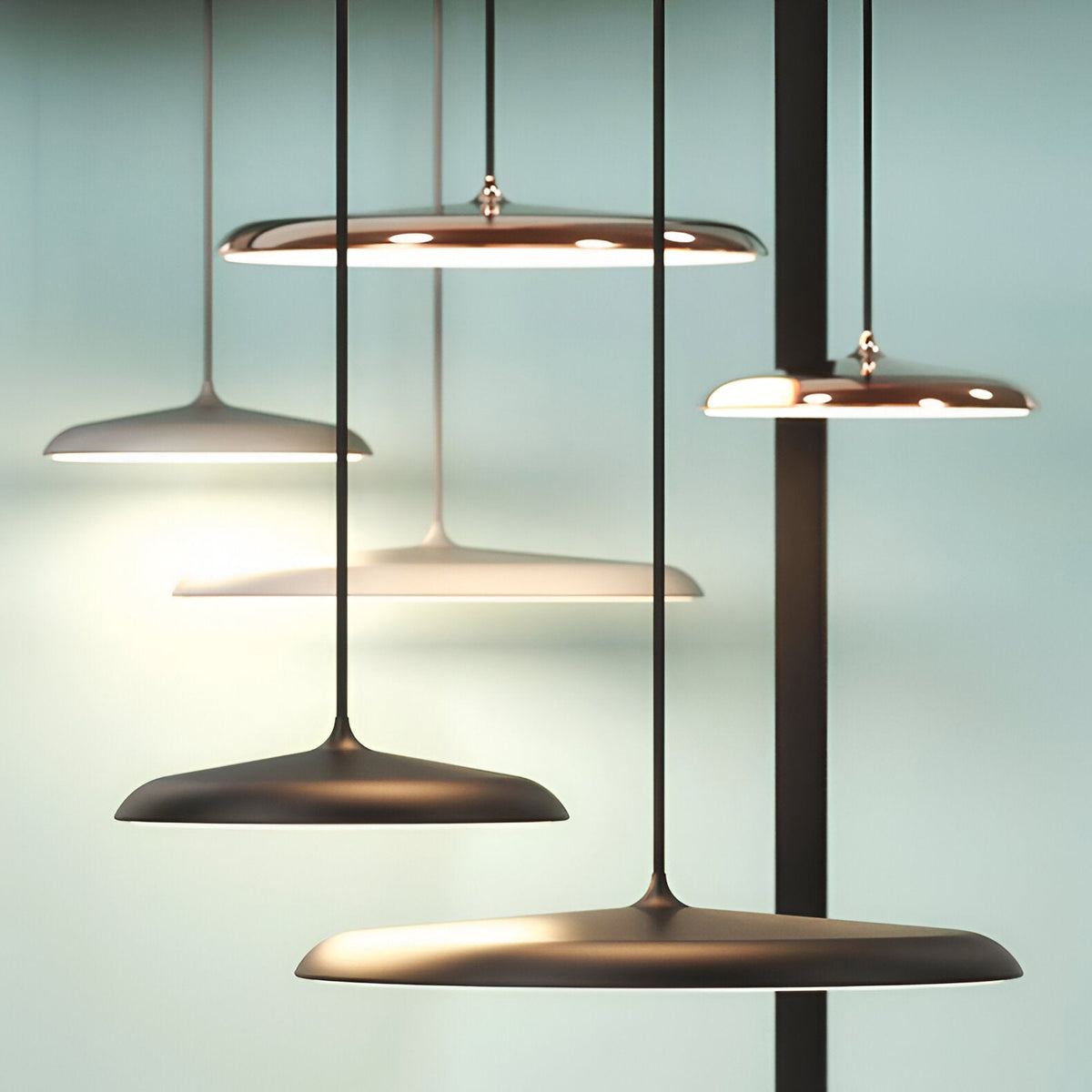 LED Disc Ceiling Fixture 10 in Rose Gold 4000K Adjustable Height for Kitchen Dining Room Bedroom Modern Floating Lamp Neutral White