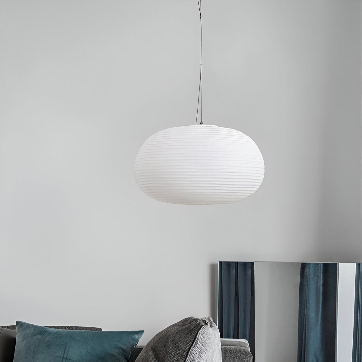 Frosted Glass Hanging Light Fixture with Ribbed Texture | Adjustable Ceiling Lamp for Dining Room Kitchen Island Cafe Restaurant Home | LED
