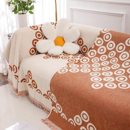 Housse de canapé Cypress - Chenille douce, motif œil moderne avec bordure à pompons