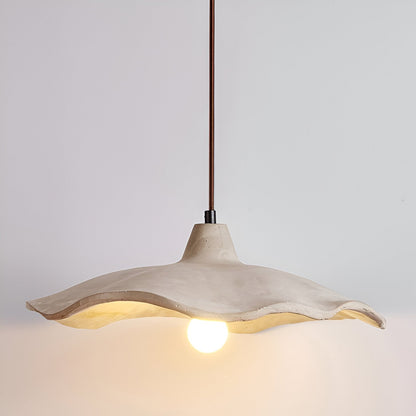 Suspension en béton 16 pouces, forme pétale organique, style Wabi-Sabi pour salle à manger, îlot de cuisine, chambre, cordon réglable, compatible LED, moderne