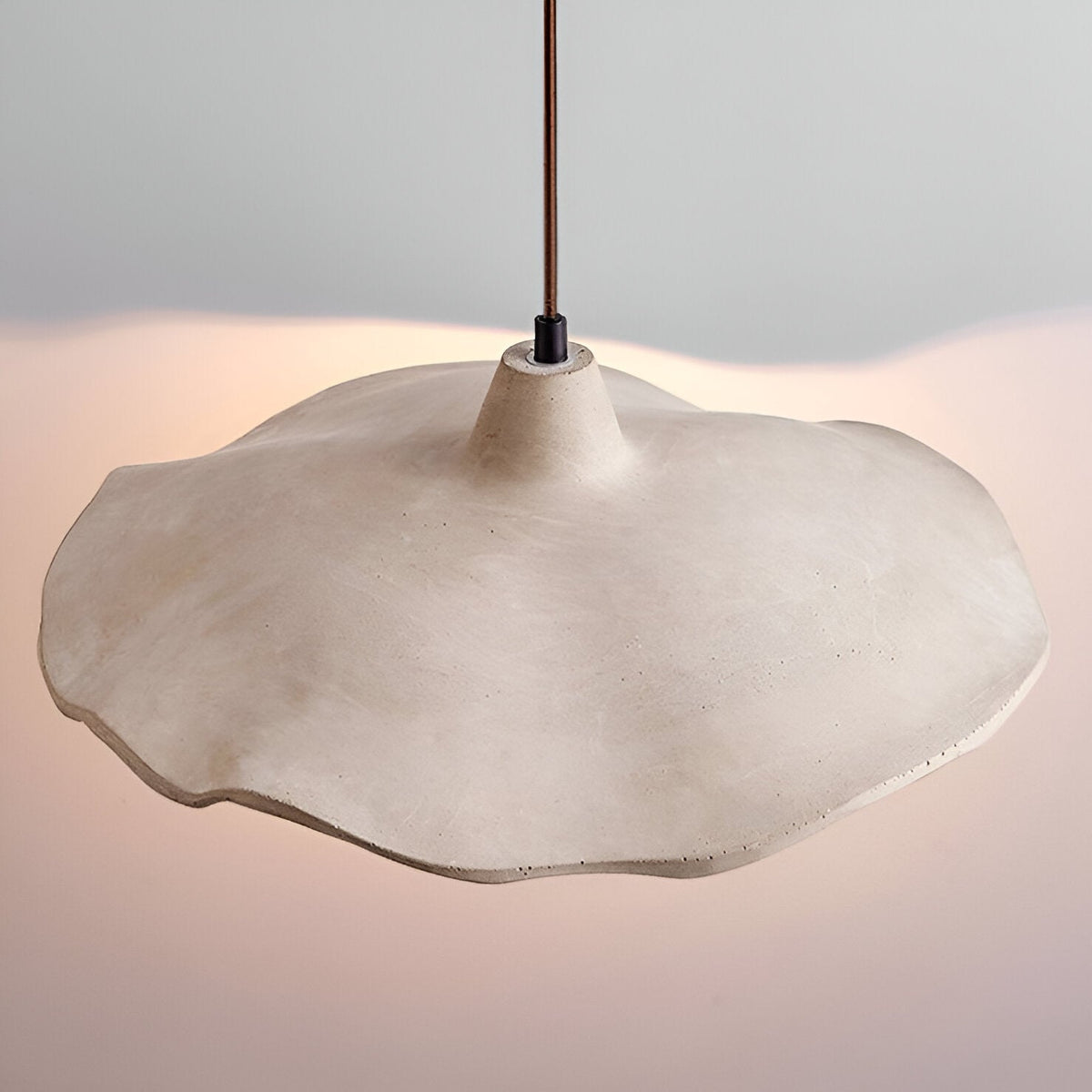 Suspension en béton 16 pouces, forme pétale organique, style Wabi-Sabi pour salle à manger, îlot de cuisine, chambre, cordon réglable, compatible LED, moderne