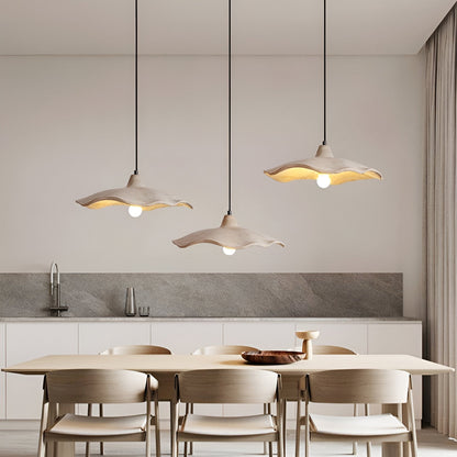 Suspension en béton 16 pouces, forme pétale organique, style Wabi-Sabi pour salle à manger, îlot de cuisine, chambre, cordon réglable, compatible LED, moderne