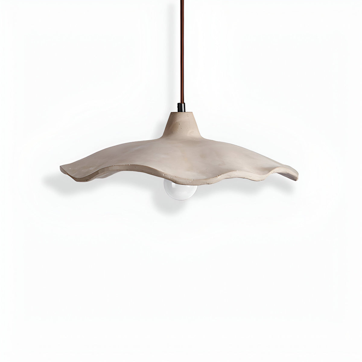 Suspension en béton 16 pouces, forme pétale organique, style Wabi-Sabi pour salle à manger, îlot de cuisine, chambre, cordon réglable, compatible LED, moderne