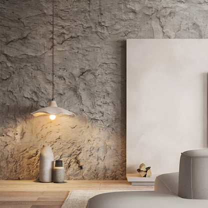 Suspension en béton 16 pouces, forme pétale organique, style Wabi-Sabi pour salle à manger, îlot de cuisine, chambre, cordon réglable, compatible LED, moderne