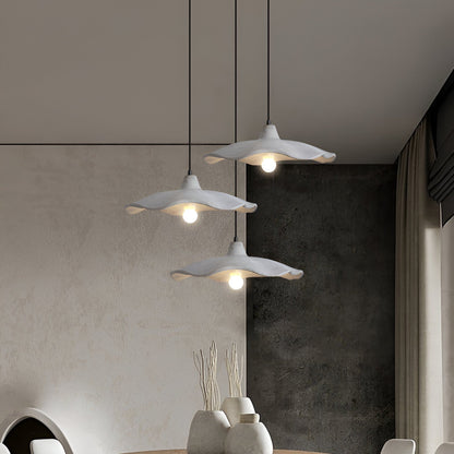 Suspension en béton 16 pouces, forme pétale organique, style Wabi-Sabi pour salle à manger, îlot de cuisine, chambre, cordon réglable, compatible LED, moderne