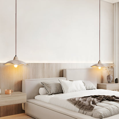 Suspension en béton 16 pouces, forme pétale organique, style Wabi-Sabi pour salle à manger, îlot de cuisine, chambre, cordon réglable, compatible LED, moderne