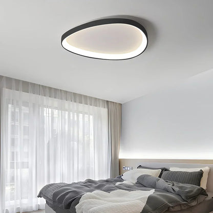 Plafonnier LED encastré ovale en métal de 17 po avec température de couleur réglable et intensité variable pour chambres, entrées et maisons contemporaines