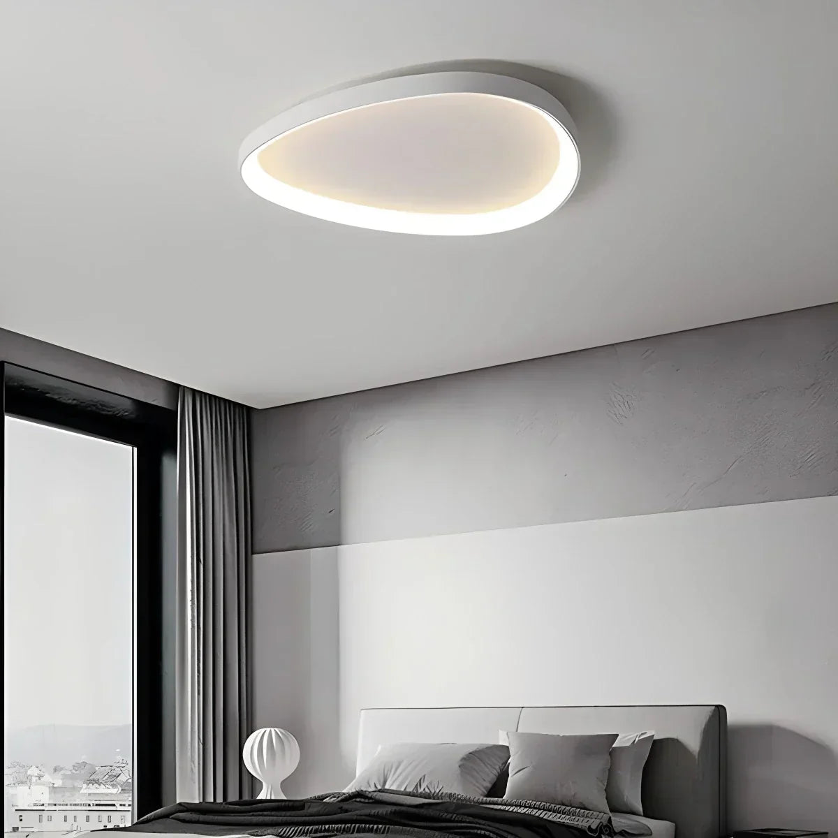 Plafonnier LED encastré ovale en métal de 17 po avec température de couleur réglable et intensité variable pour chambres, entrées et maisons contemporaines