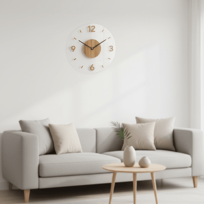 WOODTIME – Nordic Wooden Wall Clock Silent Quartz Minimalist Decor
