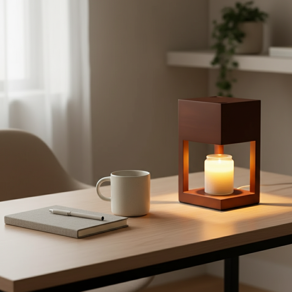 Nordic Elegance | Candle Warmer Lamp with Dimmable Light | Dual-Purpose Design for Cozy Ambiance