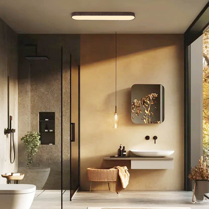 Ortekor Nordic Glow | Flush Mount Ceiling Light with Wood Accent | Elegant Oval Design for Cozy Ambient Lighting