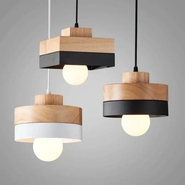 NORDLIVA – Lustre moderne nordique au design en bois et fer
