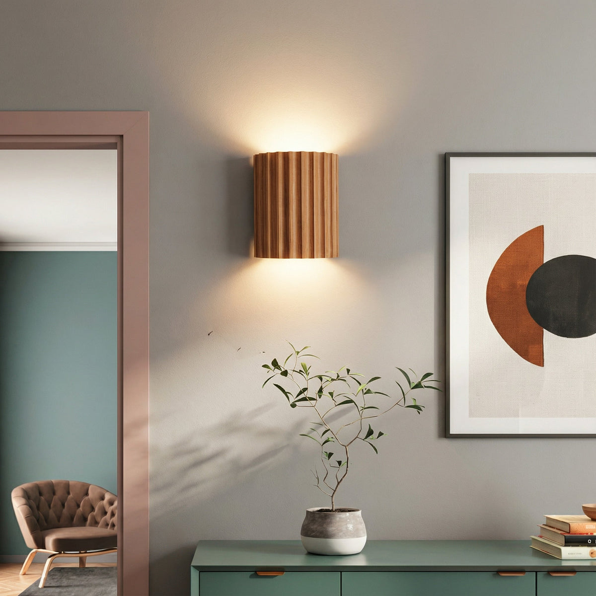 Nordic Pleated Resin Wall Sconce | Modern Ribbed LED Lamp for Soft Ambience