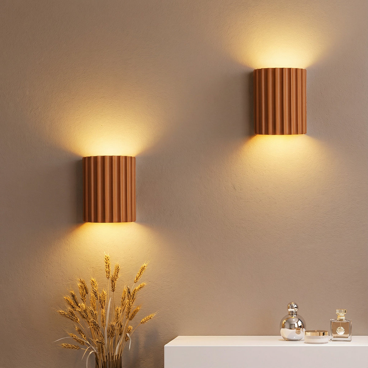 Nordic Pleated Resin Wall Sconce | Modern Ribbed LED Lamp for Soft Ambience