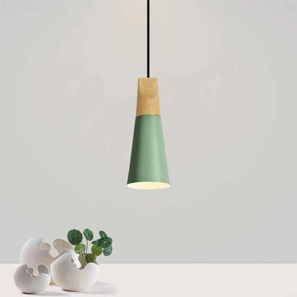 Aluminum & Wood Hanging Lamp E27 Socket Gray Black White Yellow Kitchen Island Dining Table Overhead Fixture Scandinavian Style Modern Minim