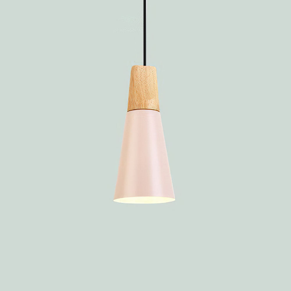 Aluminum & Wood Hanging Lamp E27 Socket Gray Black White Yellow Kitchen Island Dining Table Overhead Fixture Scandinavian Style Modern Minim