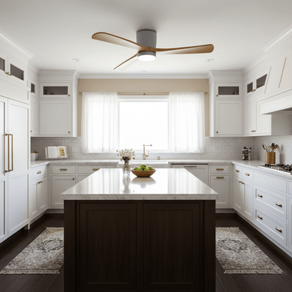 Sycamore Wood Ceiling Fan with LED Light – Whisper-Quiet 6-Speed DC Motor, Reversible Airflow, Remote Control, 42/48/52 Inch