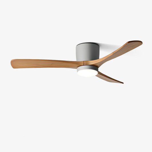 Ventilateur de plafond à pales en bois avec éclairage LED intégré et télécommande pour chambre et salon, moteur CC silencieux, flux d'air pour un confort toute l'année, style scandinave