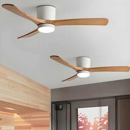 42-Inch Wooden Blade Ceiling Fan with Dimmable LED Light, Ultra-Quiet DC Motor for Bedrooms, Reversible Airflow, Three Color Temperatures, M