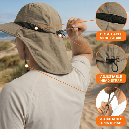 Adventure Fishing Headwear with Fold-Down Mesh Shield for Neck & Ears | Outdoor Boonie Cap for Hiking & Camping | UPF 50+ Shaded Crown &