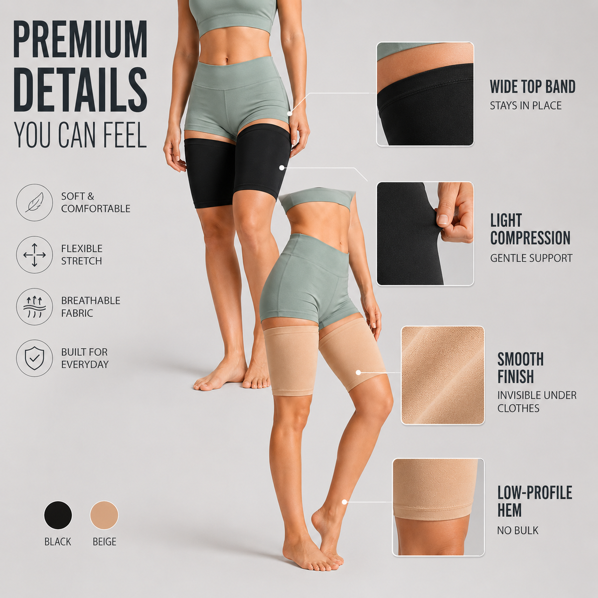 Manchon de compression pour cuisse – Soutien et stabilité musculaire – Tissu respirant pour un mode de vie actif