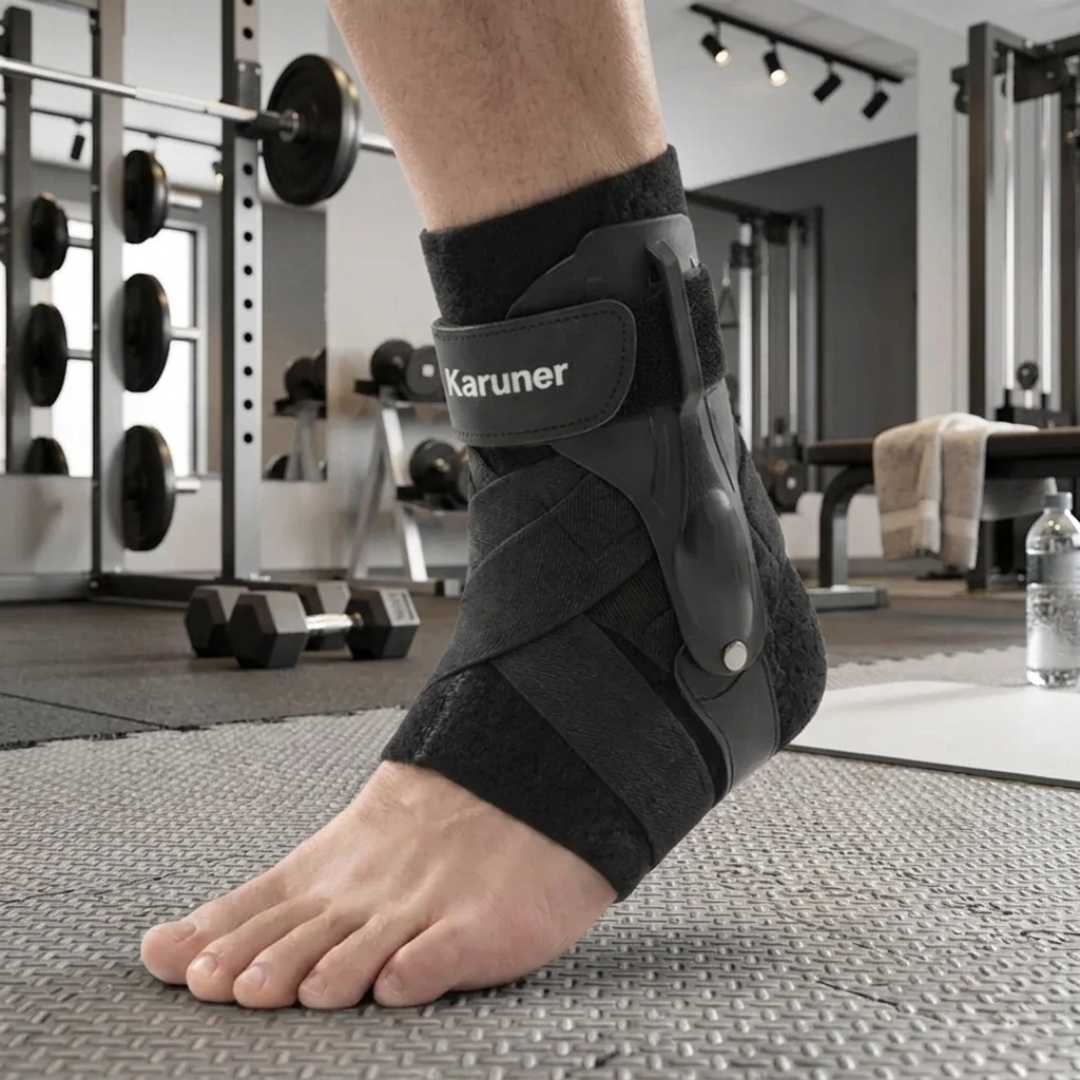 Attelle de cheville ajustable avec stabilisateurs latéraux pour la récupération sportive et la protection articulaire