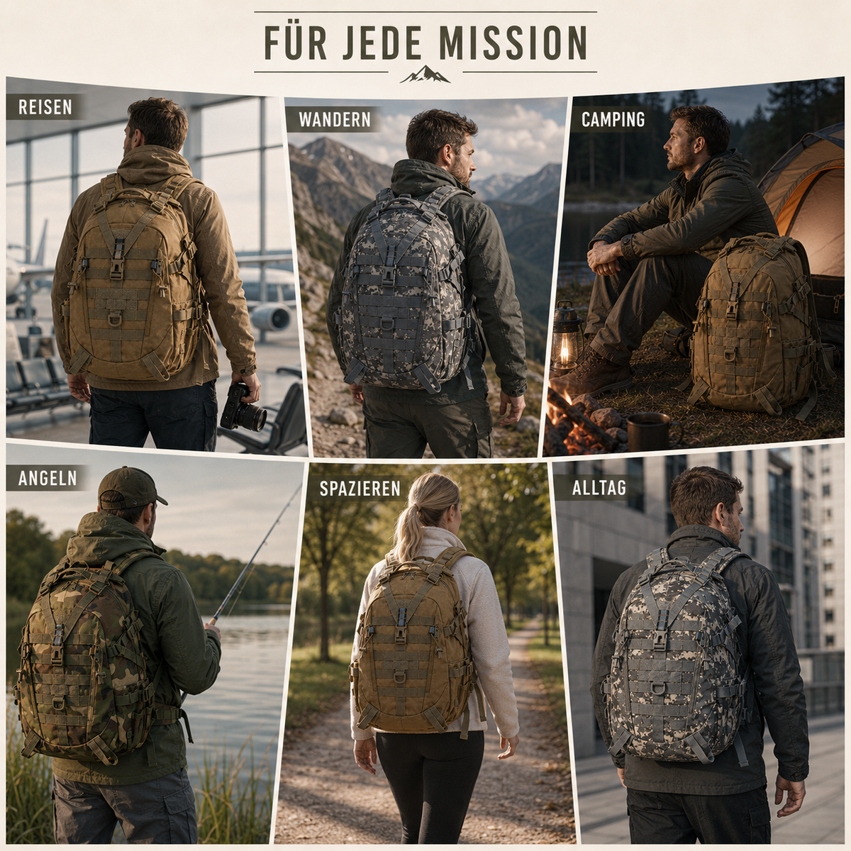 40L Tactical Backpack with Laptop Sleeve & MOLLE Webbing – Waterproof Hiking Daypack for Camping, Travel & Outdoor Adventures