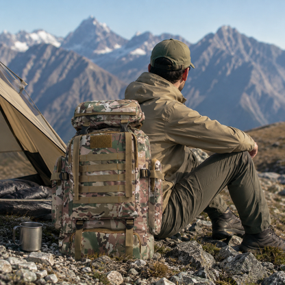 80L Expedition Hiking Backpack – Tactical Multi-Day Trekking Pack with MOLLE Webbing & Padded Straps for Camping & Travel