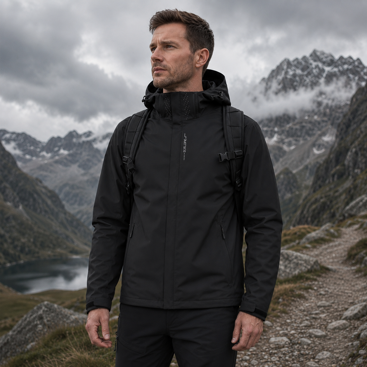 Veste de pluie légère zippée à capuche – Coupe-vent respirant pour homme