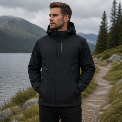 Veste de pluie légère zippée à capuche – Coupe-vent respirant pour homme