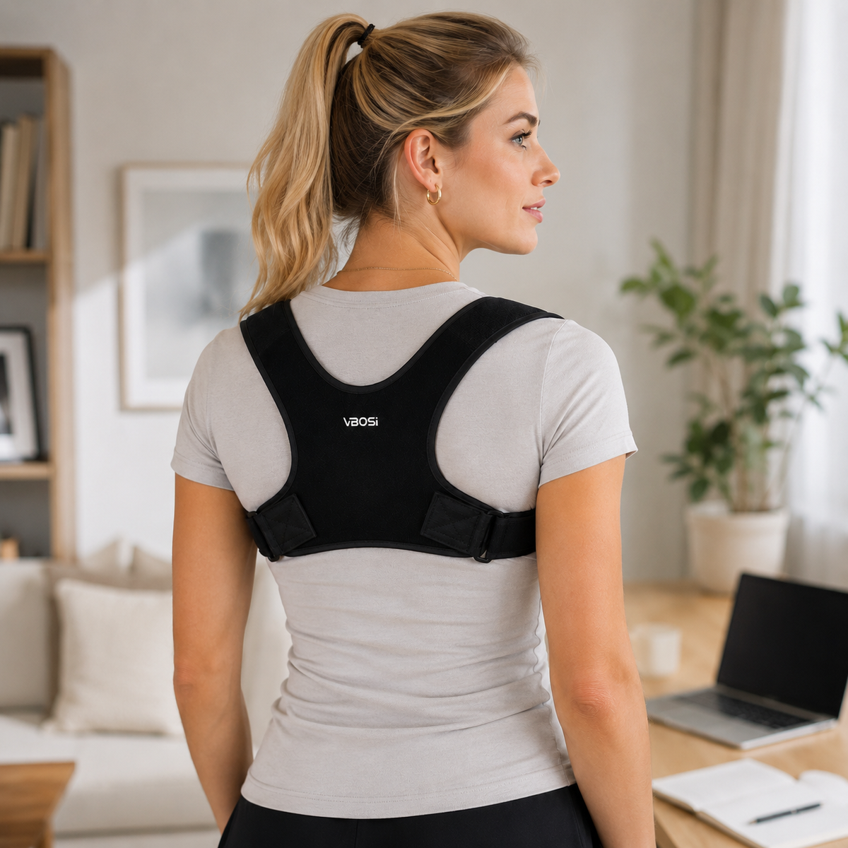 Upper Body Posture Support Harness with Adjustable Tension Straps for Men & Women