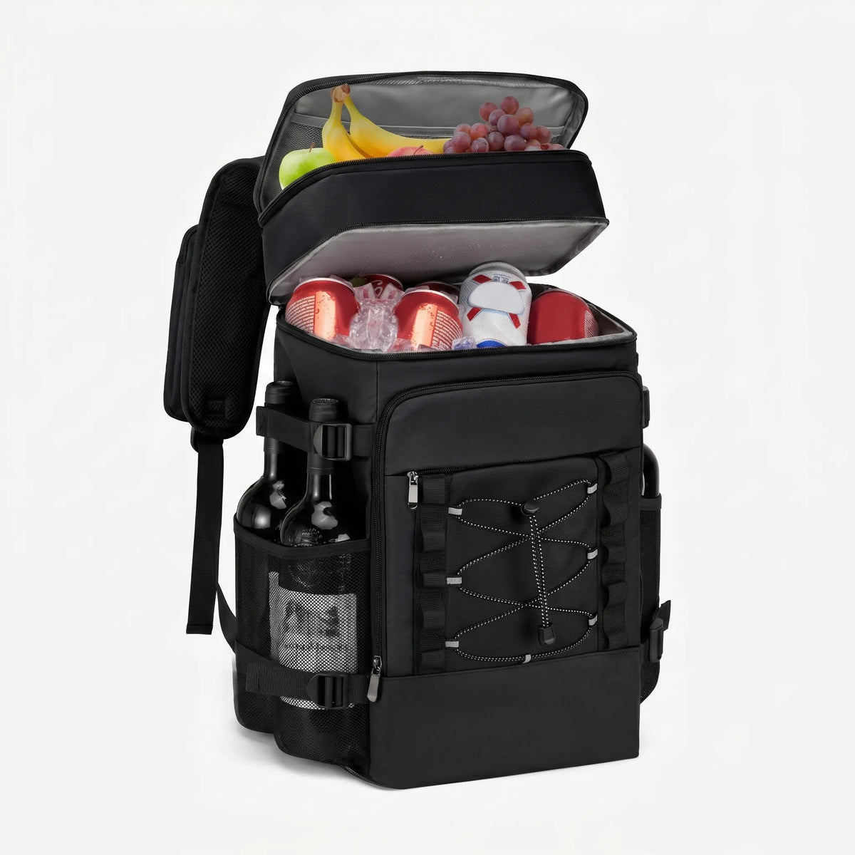 Thermal Backpack Cooler with Dual Compartments & Bottle Pockets for Hiking and Picnics