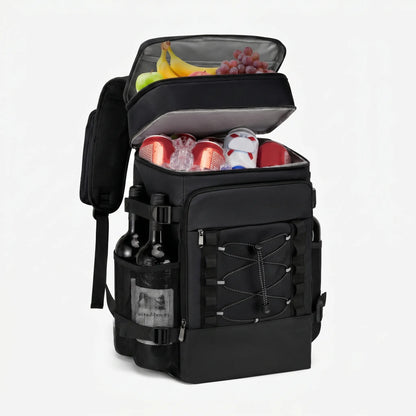 Thermal Backpack Cooler with Dual Compartments & Bottle Pockets for Hiking and Picnics