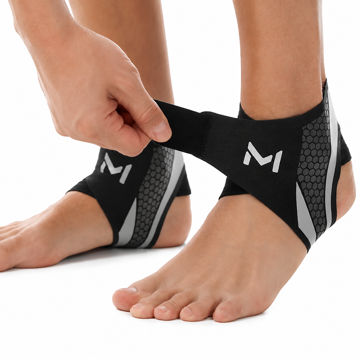 Ankle Compression Brace for Support & Stability During Sports | Adjustable Wrap for Running, Basketball, Gym | Breathable Neoprene-Free