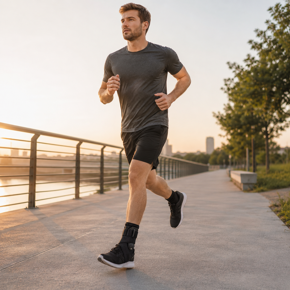 Chevillère réglable avec sangles de compression pour le sport et la récupération – Stabilisateur respirant pour la course, le basketball et le football