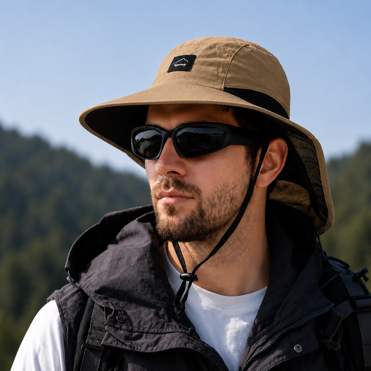 Adventure Fishing Headwear with Fold-Down Mesh Shield for Neck & Ears | Outdoor Boonie Cap for Hiking & Camping | UPF 50+ Shaded Crown &