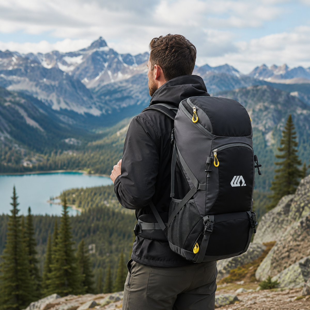50L Hiking Backpack with Separate Shoe Compartment – Ventilated Back Panel, Padded Straps & Hip Belt – Multi-Day Trail Pack for Camping &