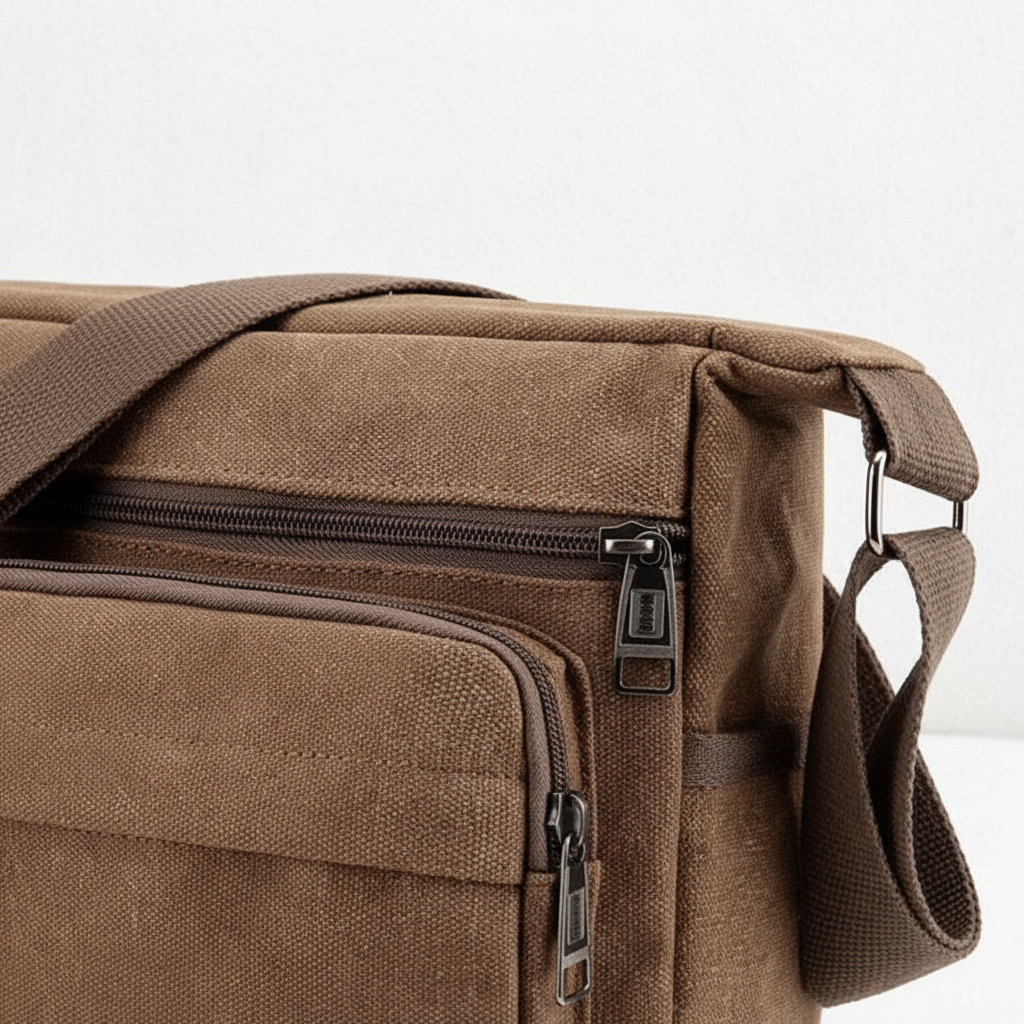 Canvas Crossbody Satchel - Adjustable Strap Shoulder Bag with Zip Pockets for Daily Carry, Work & Travel