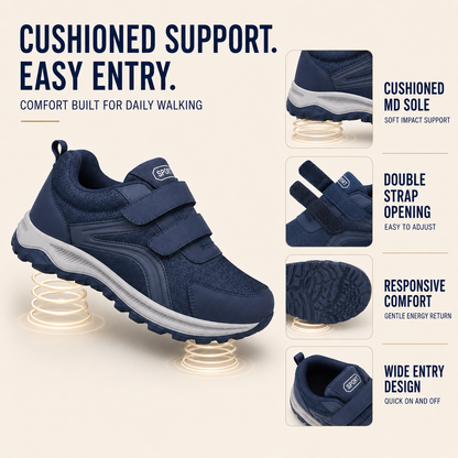 Men's Extra-Wide Orthopedic Walking Shoes with Adjustable Dual Straps for Swollen Feet & All-Day Comfort