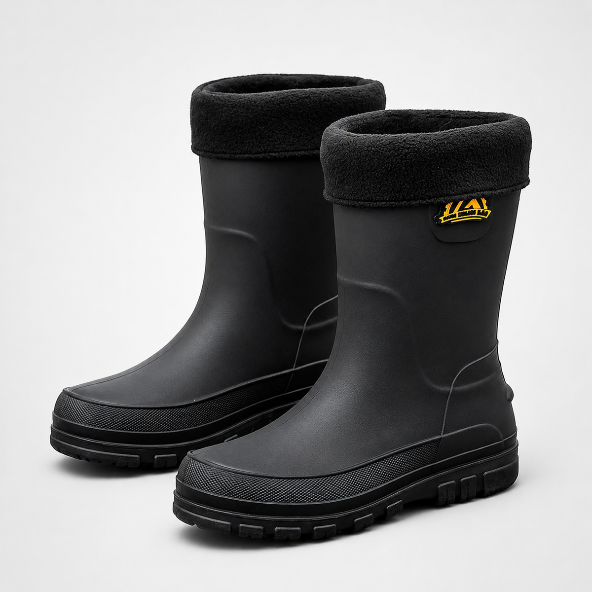 Waterproof Insulated Mid-Calf Winter Rain Boots for Men – Non-Slip Faux Fur Lined Outdoor Work Boot