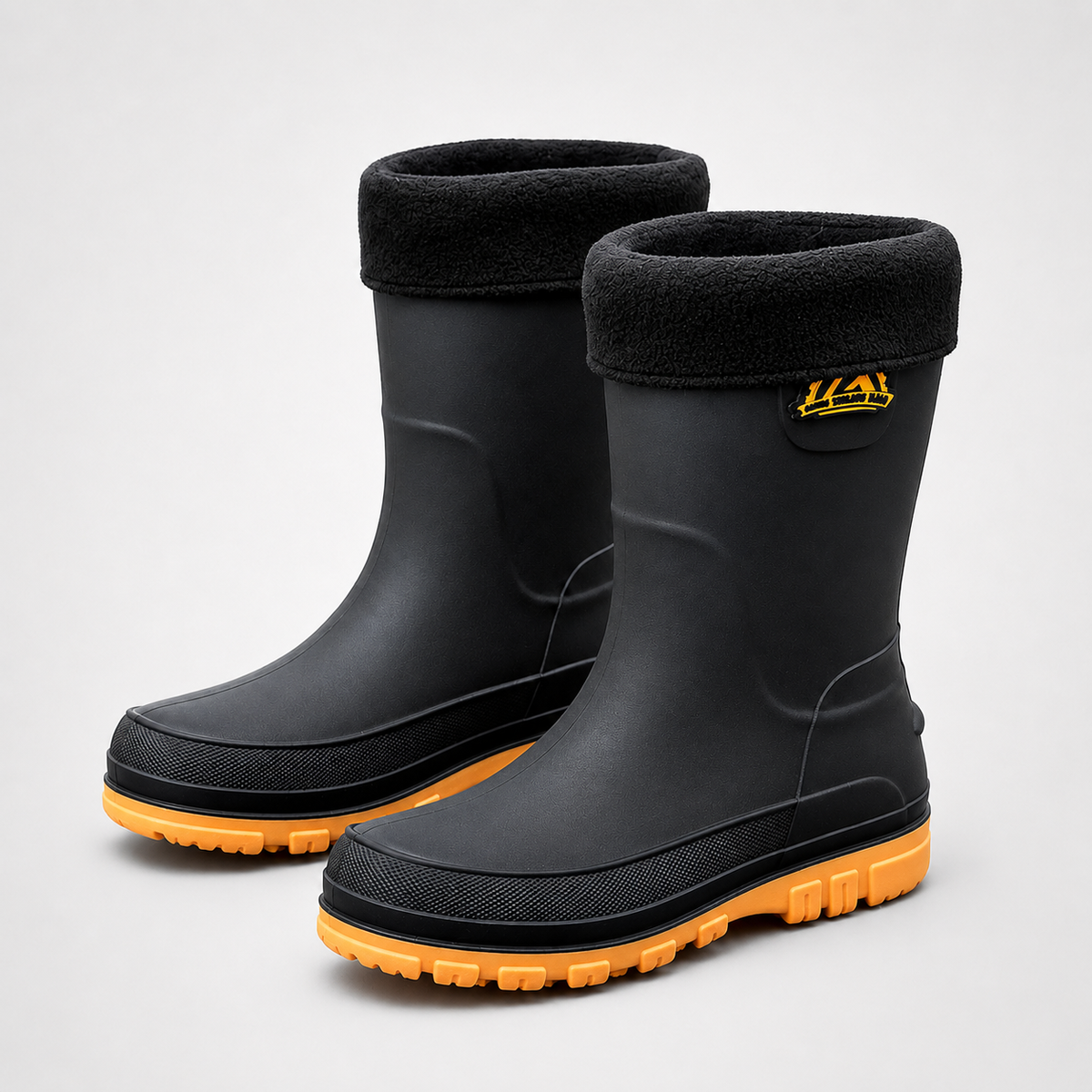 Waterproof Insulated Mid-Calf Winter Rain Boots for Men – Non-Slip Faux Fur Lined Outdoor Work Boot