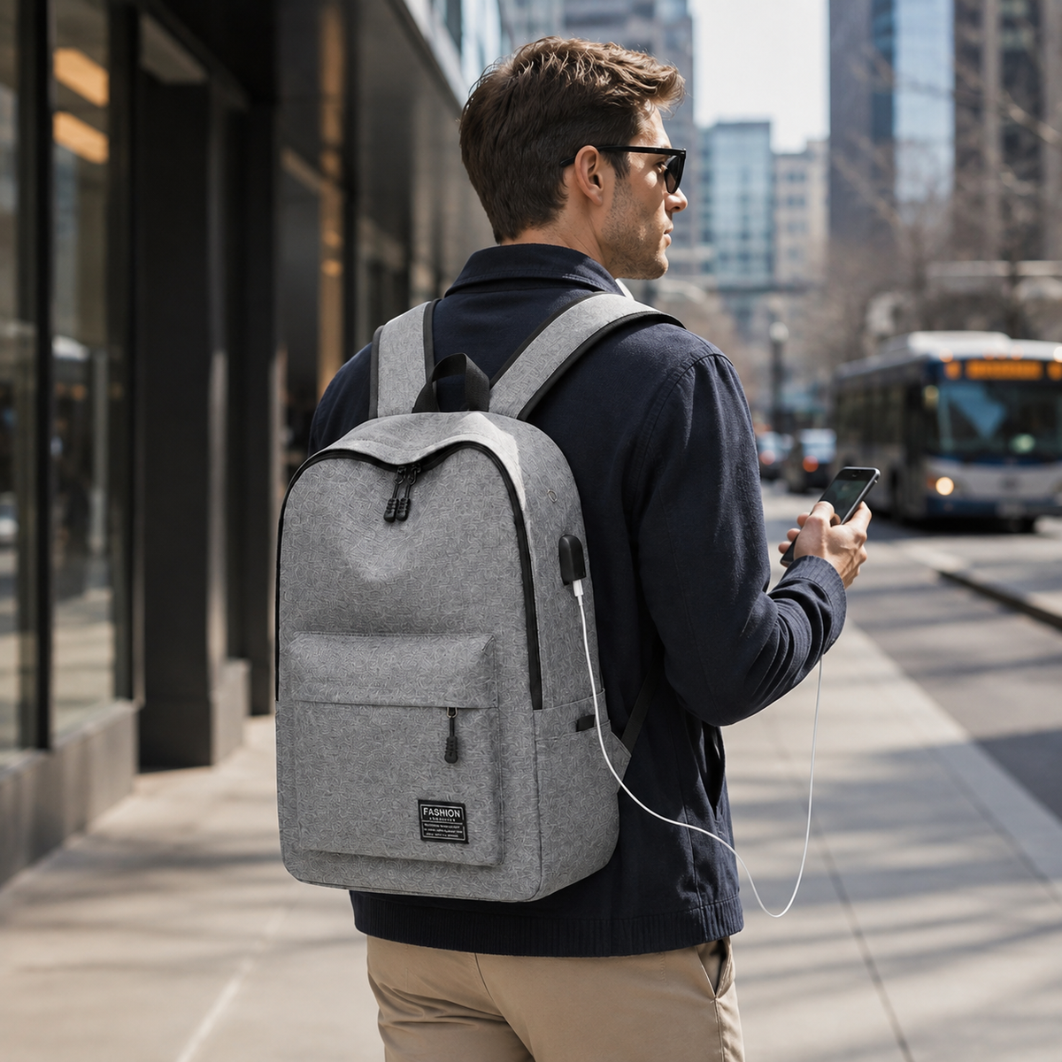 Streamlined Daily Commuter Backpack with Padded Laptop Sleeve & Optional USB Port for School, Work & Travel