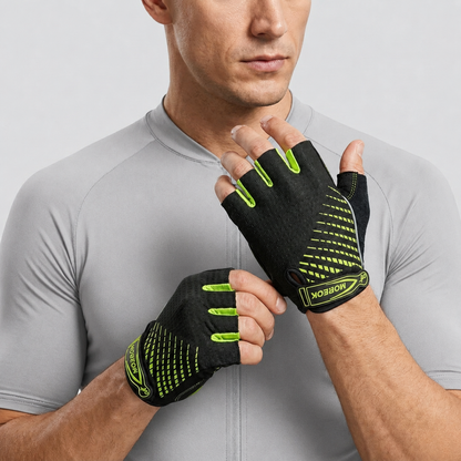 Fingerless Padded Cycling Gloves with Gel Palm Protection & Breathable Mesh for Road & Mountain Biking