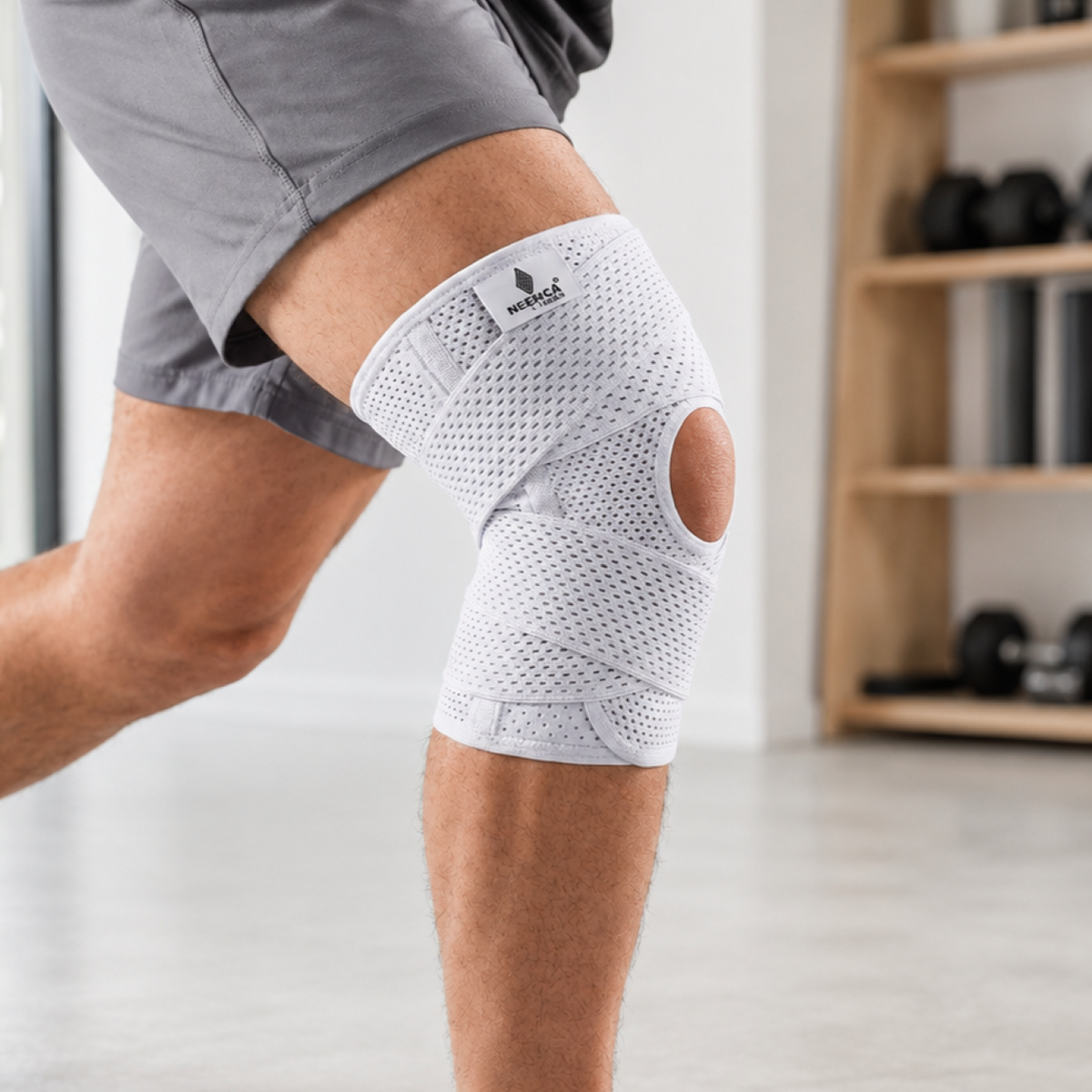 Genouillère de compression ajustable avec stabilisateurs latéraux pour le soutien articulaire et le soulagement de la douleur