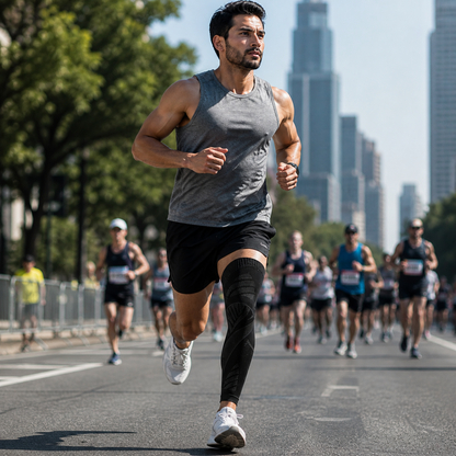 Knee Support Compression Sleeve for Running, Sports & Daily Activities – Full-Leg Design with Anti-Slip Band