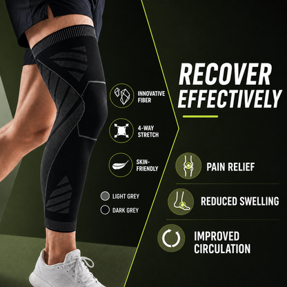 Knee Support Compression Sleeve for Running, Sports & Daily Activities – Full-Leg Design with Anti-Slip Band