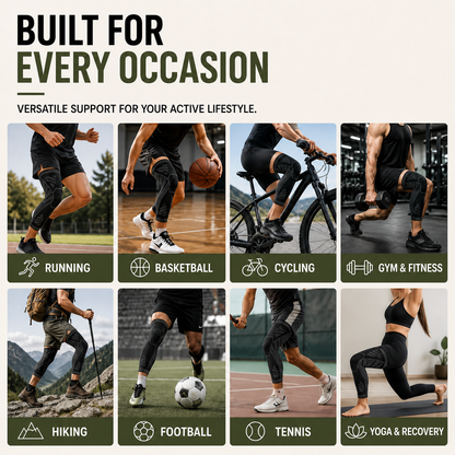 Knee Support Compression Sleeve for Running, Sports & Daily Activities – Full-Leg Design with Anti-Slip Band