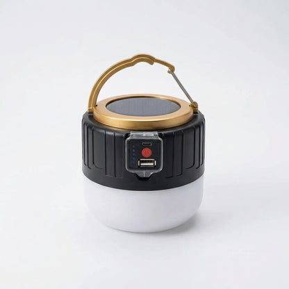 Dual-Power LED Camp Lantern with Remote Control – Solar & USB Rechargeable, Waterproof, Phone Charger for Camping, Hiking, Emergencies &